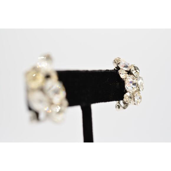 Weiss Vintage Crystal Clip On Earrings Prong Rhinestone Sparkling Signed BinAO - Picture 5 of 12